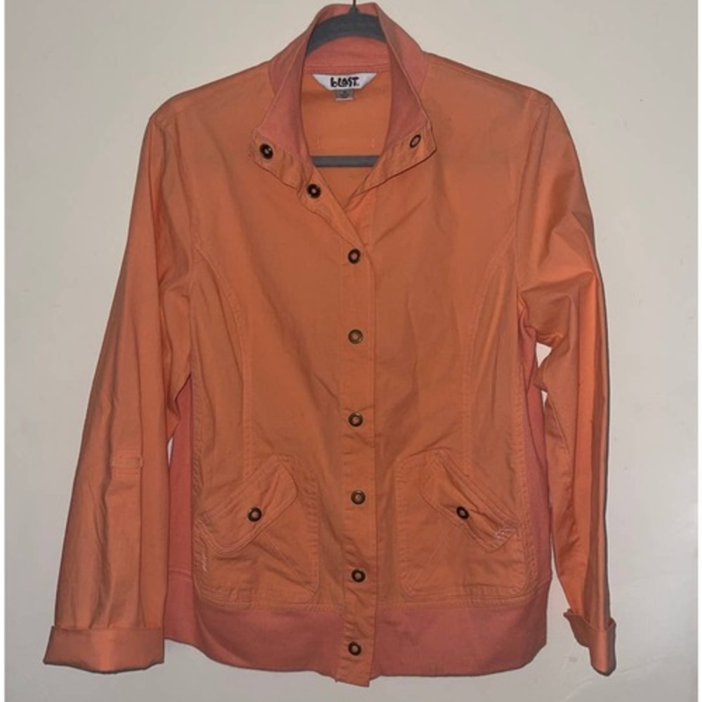 VTG Womens Blast Coral Light Jacket Size Medium Stretch With Pockets Snap Front - Picture 5 of 7